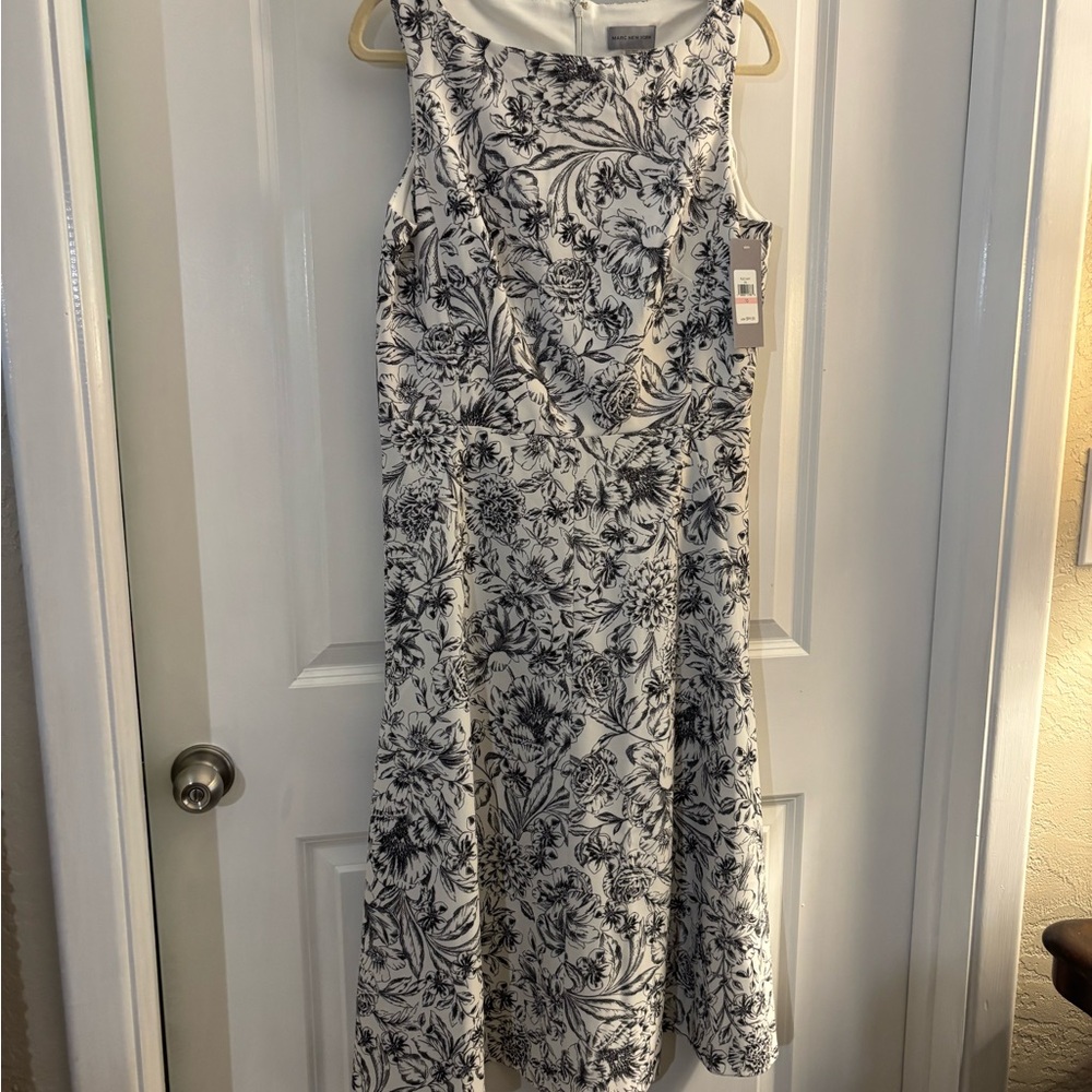 Marc New York Sleeveless Black & White Floral Midi Dresssz 10 NWT - Picture 9 of 11